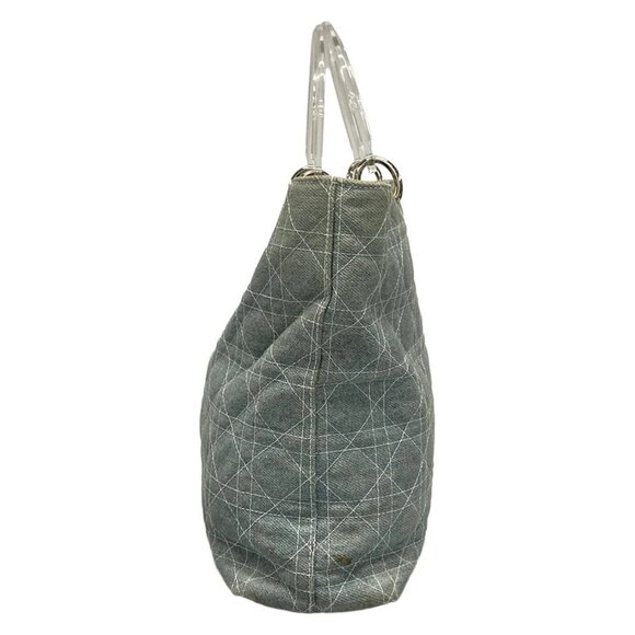 Auth DIOR/ChristianDior Lady Dior Light Blue Denim Tote Bag - Picture 4 of 16